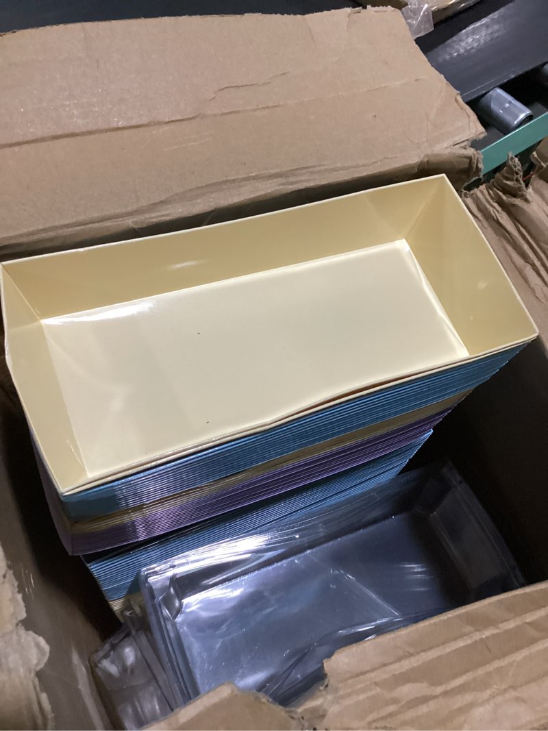 Condition photo showing Good Condition for (incomplete) vesici 144 pcs 7 inch small charcuterie boxes with clear lids cake slice containers paper bakery boxes disposable food containers for dessert cookie sandwich mini cake strawberry 144 pastel colors 7 inch