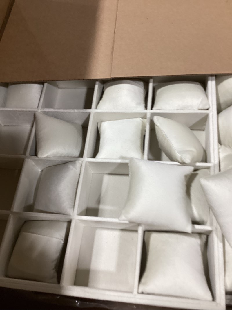 Condition photo showing Good Condition for Henoyso 2 Pieces 24 Grid Velvet Watch Tray Jewelry Organizer Stackable Watch Bracelet Bangle Display Holder Adjustable Pillow(Beige) Beige 24 Grid
