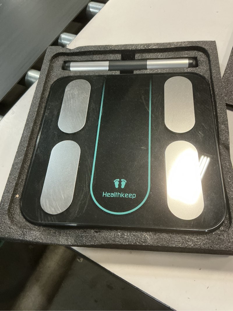 Condition photo showing As Is for scale for body weight - 8 electrodes high precision digital scale for bmi - 56 body composition metrics - bluetooth bathroom scale with led for home/fitness