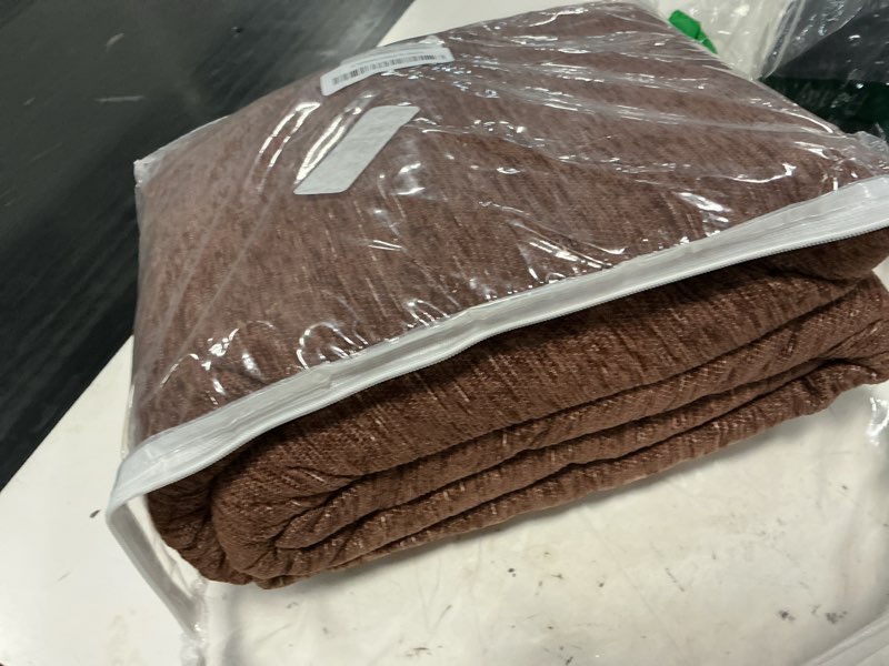 Condition photo showing Good Condition for mysky home sofa covers for 2 cushion dogs - boho textured soft washable decorative couch covers with tassels, 71"x118", chocolate 71" x 118" chocolate
