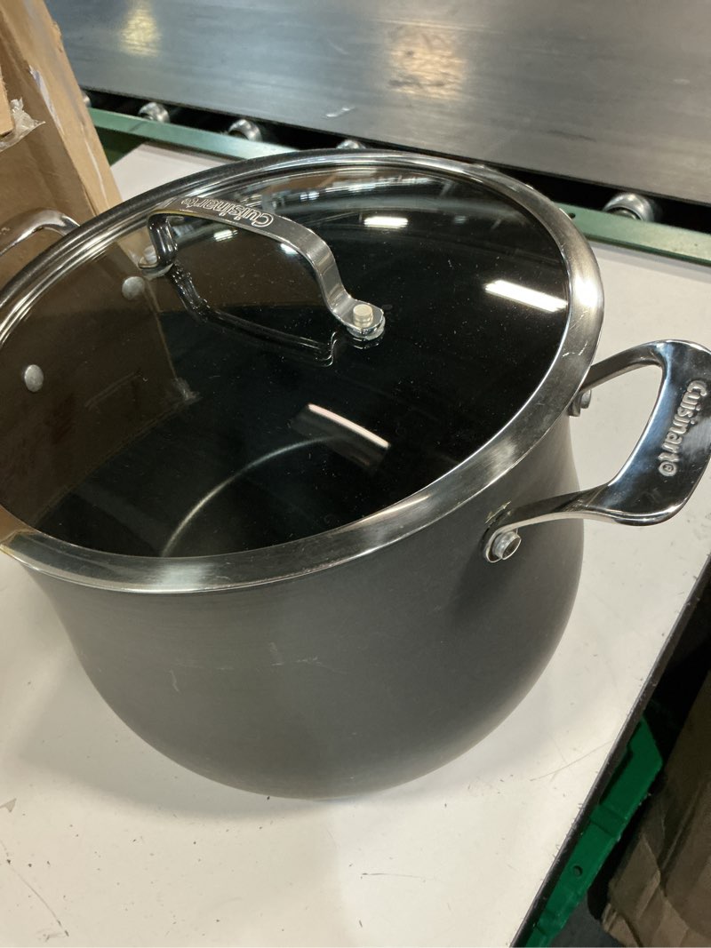 Condition photo showing As Is for cuisinart 12-quart stockpot, hard anodized contour stainless steel w/cover, 6466-26