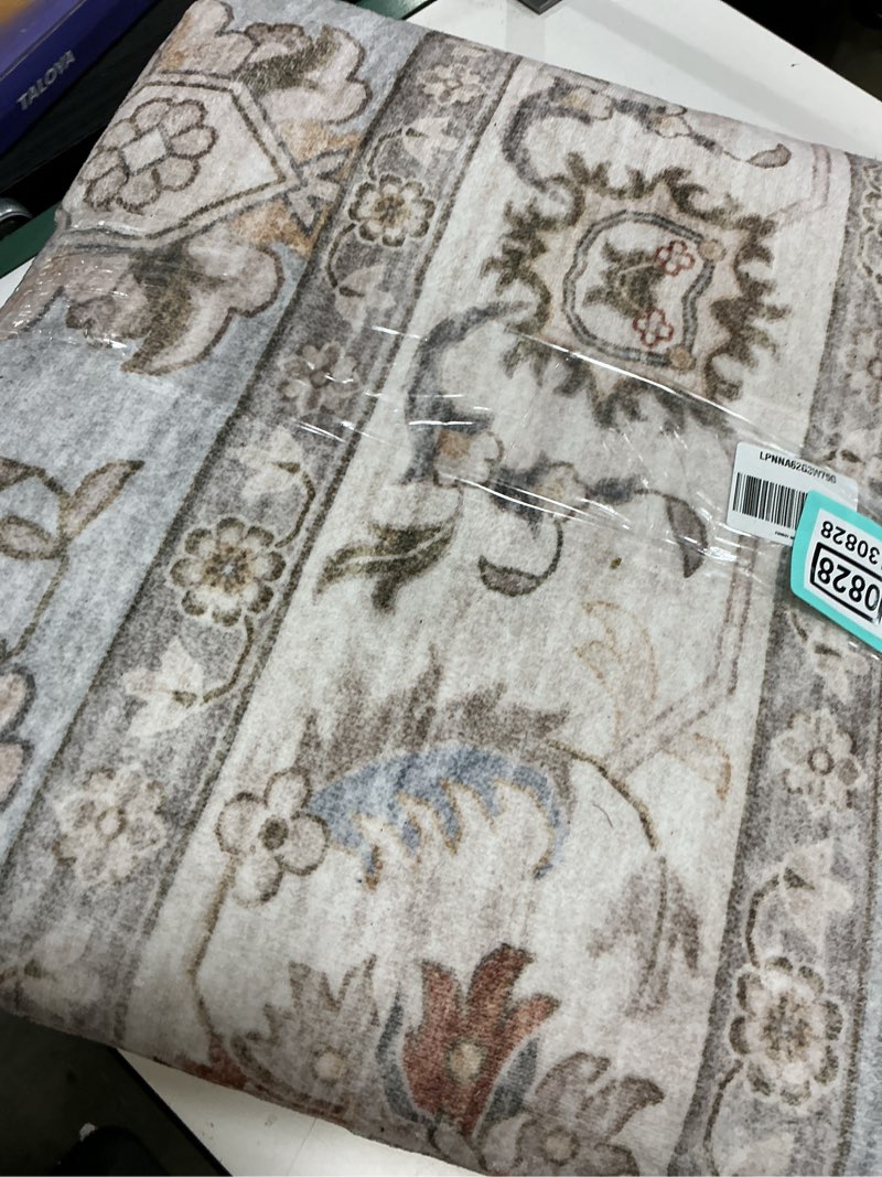 Condition photo showing As Is for WITSHOCK 10x12 Area Rugs for Living Room: Machine Washable Non Slip Vintage Carpet - Low Pile Lightweight Print Rug for Bedroom Dining Room - Stain Resistant for Household - Pet Owners (Blue) Blue/Cream White/Light Ivory 10' x 12' (Rectangular)
