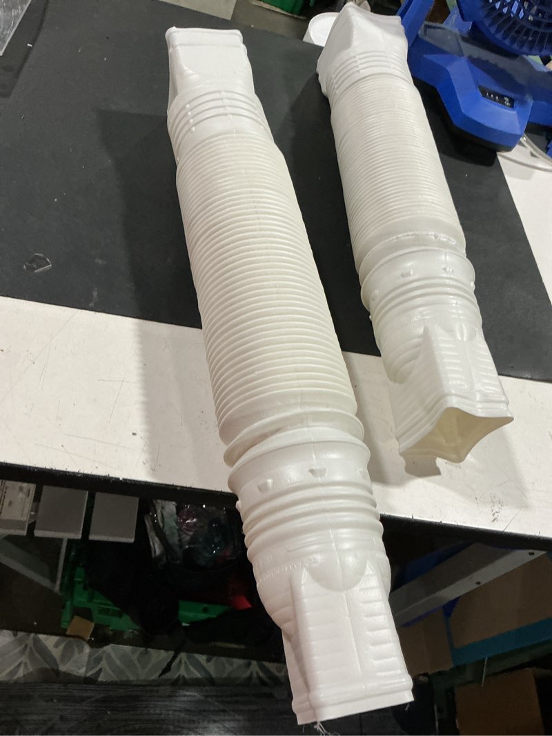 Condition photo showing Good Condition for pack of 2, amerimax flex-a-spout downspout extension  white roof gutter accessories