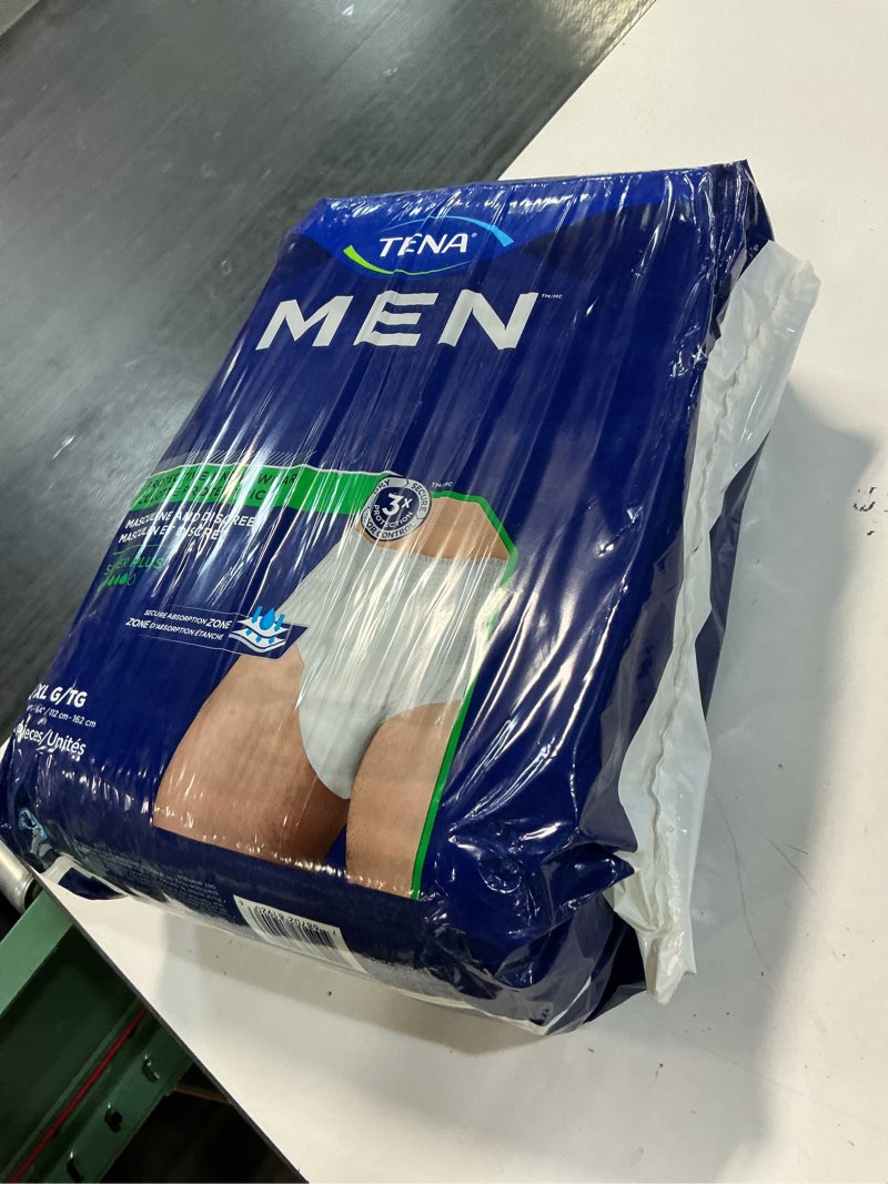 Condition photo showing New/Like New for tena men maximum plus disposable underwear male pull on with tear away seams large/x-large, 81920, 57, 14 ct large/x-large 14