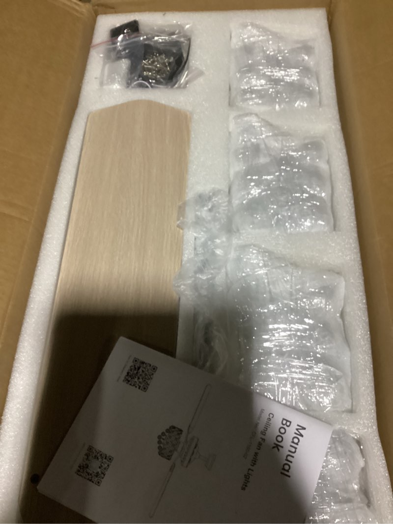 Condition photo showing item condition for CROSSIO 52" Crystal Ceiling Fan with Light Dimmable LED Chandelier Ceiling Fan Modern Reversible Ceiling Fan Light Fixture with Remote for Bedroom Dining Room Living Room Chrome