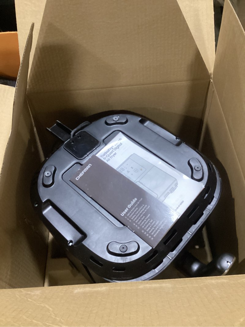 Condition photo showing Good Condition for Chefman Air Fryer – 6 QT Compact Airfryer for Quick & Easy Meals in Minutes, Features Hi-Fry Technology for Extra Crisp, Touchscreen Controls with 4 Presets, Nonstick & Dishwasher Safe Basket - Black Black 6 Quart