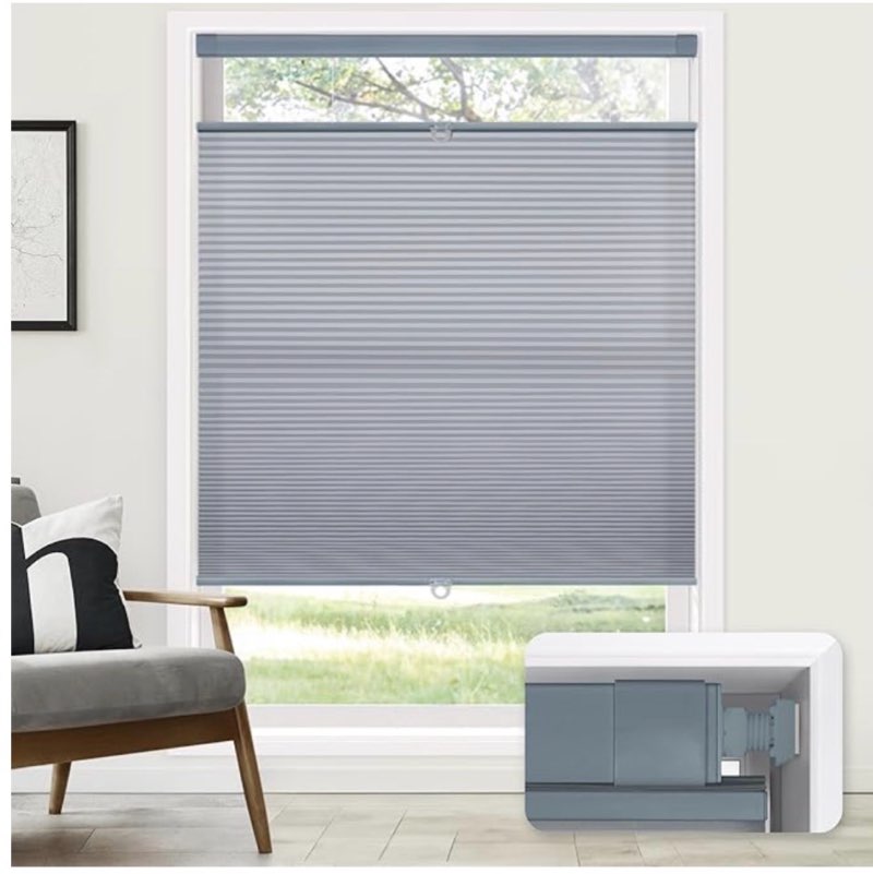 LazBlinds No Tools No Drill Cordless Cellular Shades, Top Down Bottom Up (TDBU) Honeycomb Shades for