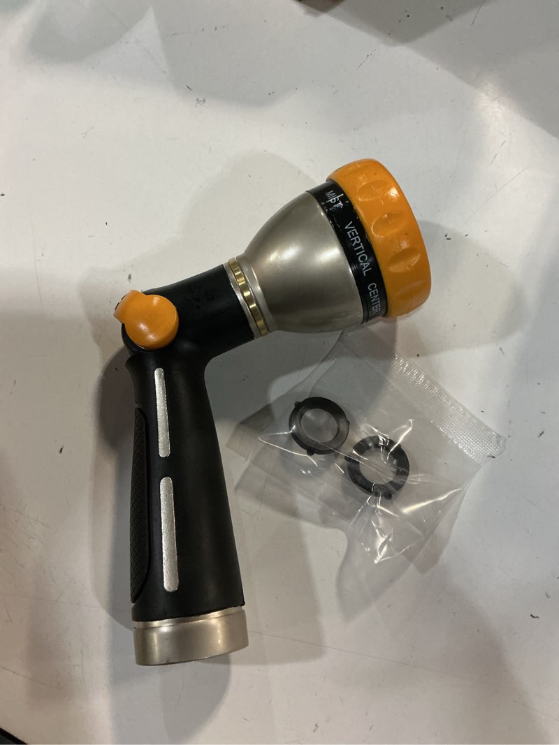 Condition photo showing Good Condition for fanhao garden hose nozzle heavy duty metal spray nozzle with thumb control, high pressure water nozzle with 8 adjustable spray patterns for watering plants, washing cars and showering pets black-8 patterns