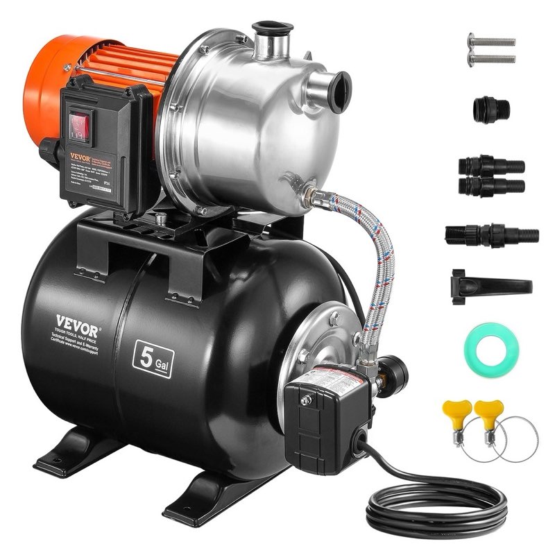 1.6hp shallow well pump with pressure tank 1320gph irrigation booster pump