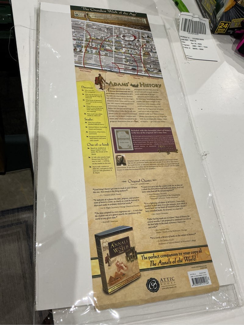 Condition photo showing Good Condition for adams synchronological chart or map of history - historical timeline wall panel (unbound)