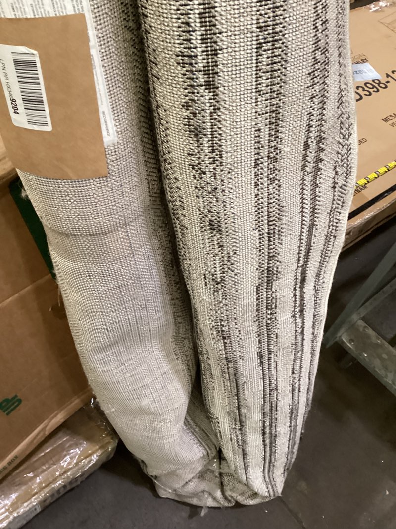 Condition photo showing As Is for jonathan y khalil modern berber stripe cream/black indoor area rug, 12x18, contemporary, bohemian, easy-cleaning for living room, bedroom, kitchen, pet friendly, non-shedding (moh207a-18) cream/black 12' x 18' (rectangular)