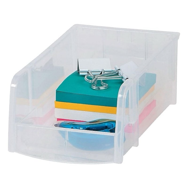 ( 3 pack )Small Stackable Plastic Storage Bin, 3\" x 4.5\"x 7.5\", 0.4 Qt.,