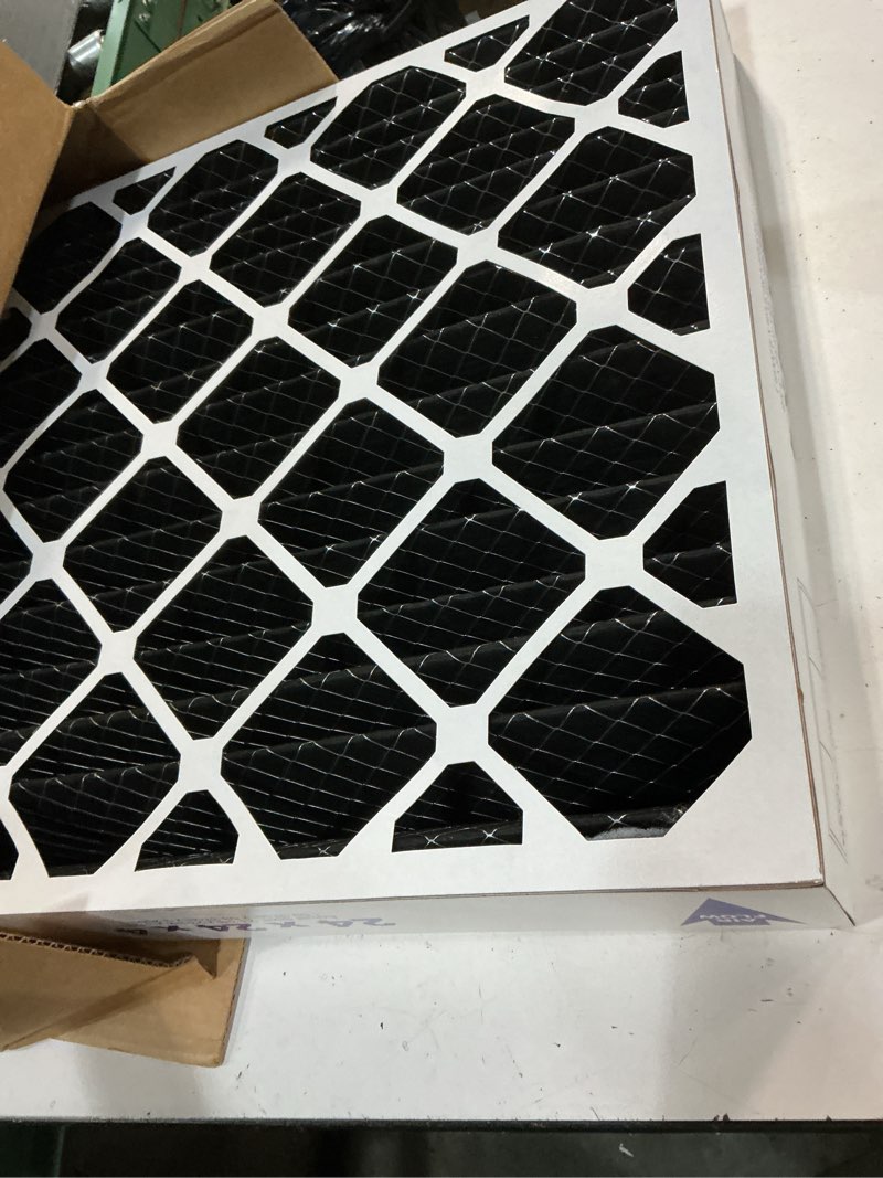Condition photo showing New/Like New for nordic pure 24x24x4 (actual size: 23 3/8 x 23 3/8 x 3 5/8) pleated air filter merv 12 plus carbon 1 pack merv 12 p + carbon 1 pack