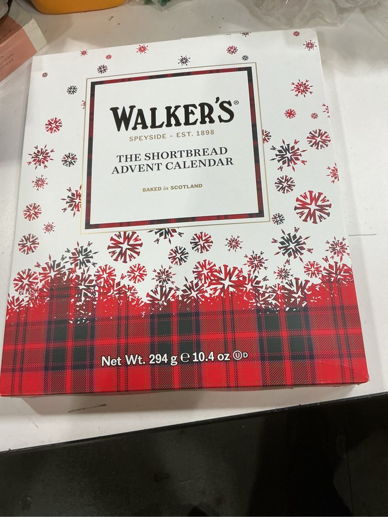 Condition photo showing New/Like New for  Best before end: mar 2026 Walker’s 2025 Advent Calendar with Shortbread Cookies from Scotland - 24 Count (10.4 oz) - Limited Edition Cookie Box with Christmas Cookies in Various Shapes and Flavors Advent Calendar (Pack of 1)