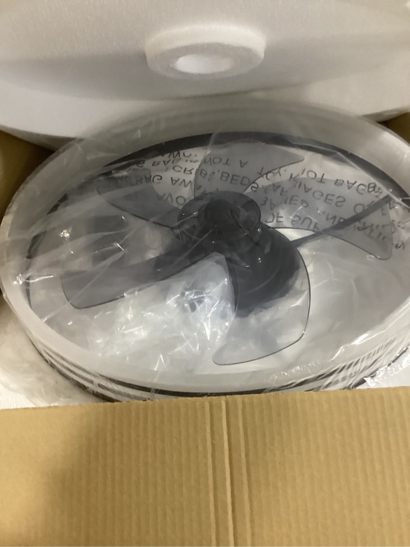 Condition photo showing Good Condition for VOLISUN Low Profile Ceiling Fans with Lights and Remote, 19.7in Flush Mount Ceiling Fan with Light, 3000K-6500K Dimmable Fandelier LED Fan Light, Black Bladeless Ceiling Fans with Lights for Bedroom Black 19.7 INCH