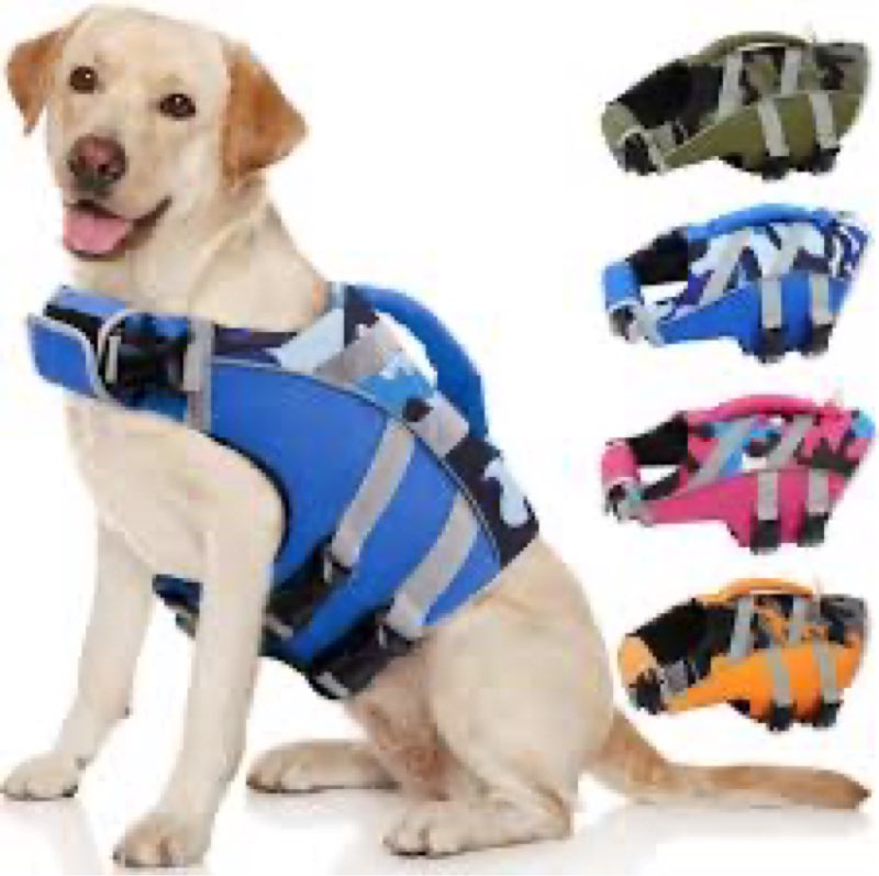 Kuoser Dog Life Jacket with Reflective Stripes - Adjustable High Visibility Vest, Ripstop Lifesaver,
