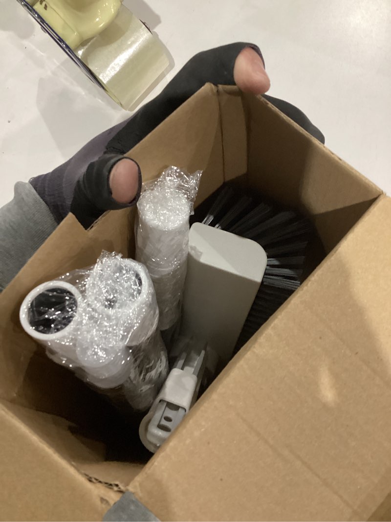 Condition photo showing New/Like New for Floor Scrub Brush with Long Handle, 3 in 1 Scrape and Heavy-Duty Stiff Bristle Scrubber Brush for Cleaning Shower Bathroom, Patio, Garage, Kitchen, Wall and Deck