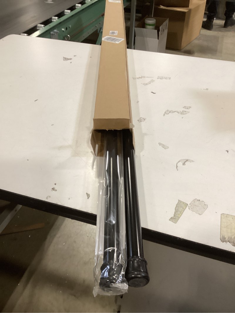 Condition photo showing Good Condition for 2 Pack No Sectional Assembly Shower Curtain Rod 56-104 Inch, 1" Diameter Spring Long Adjustable Tension Curtain Rods for Bathroom Windows Closet No Drilling No Rust, Black Black, 2Pack 56-104Inch, No Assembly