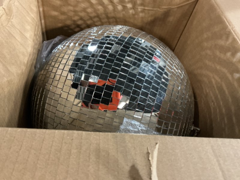 Condition photo showing Good Condition for Youdepot Disco Ball 12-Inch – Large Hanging Mirror Ball Disco Ball Decor for Disco Party Decorations, Weddings, Events, Disco Christmas Decor, and Home Celebrations 12 in