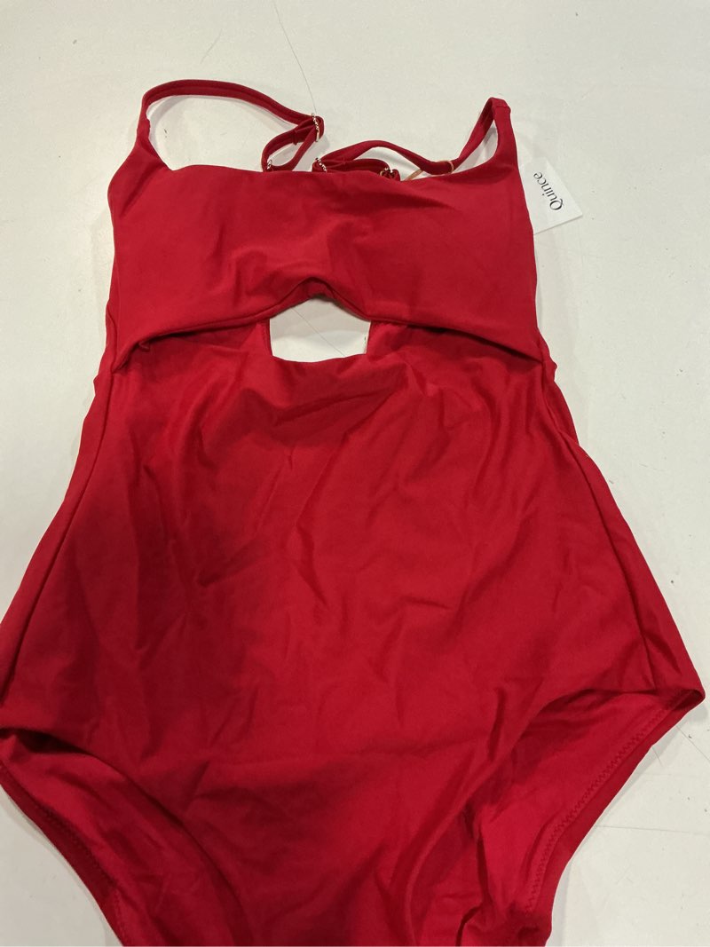 Condition photo showing Good Condition for italian cut out one-piece swimsuit, s, cherry