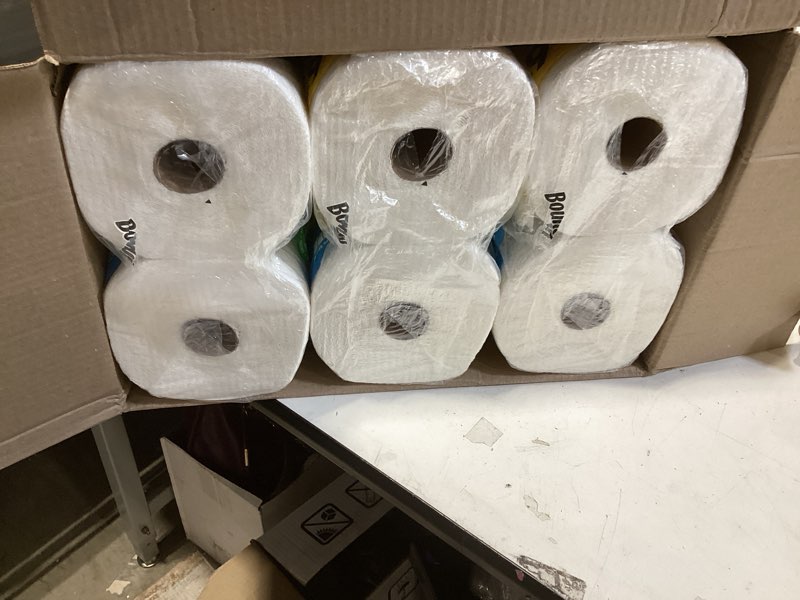 Condition photo showing New/Like New for bounty quick-size paper towels, white, 12 family triple = 40 regular rolls family triple 12 rolls (141 sheets)