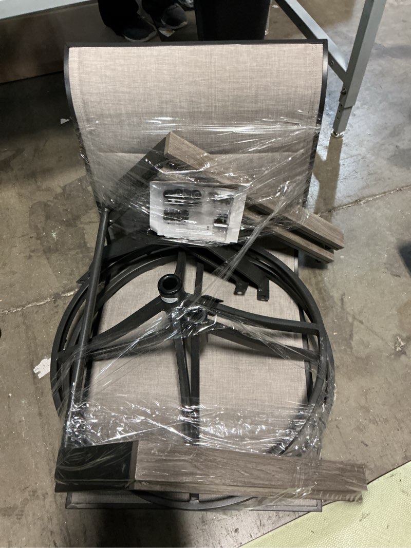 Condition photo showing As Is for style selections elmhurst set of 2 black steel frame swivel dining chair with gray sling seat