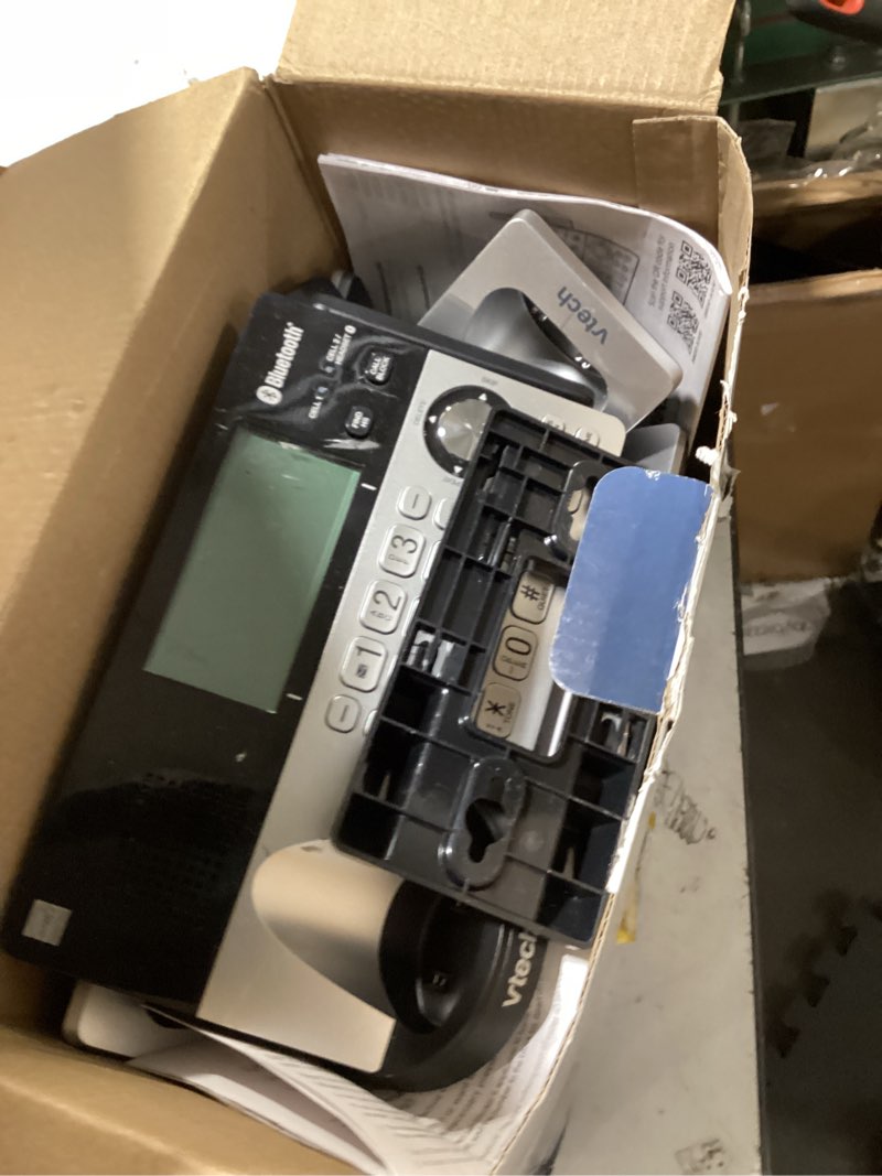 Condition photo showing As Is for vtech is8151-5 super long range 5 handset dect 6.0 cordless phone for home with answering machine, 2300 ft range, call blocking, bluetooth, headset jack, power backup, intercom, expandable to 12 hs 5 handsets