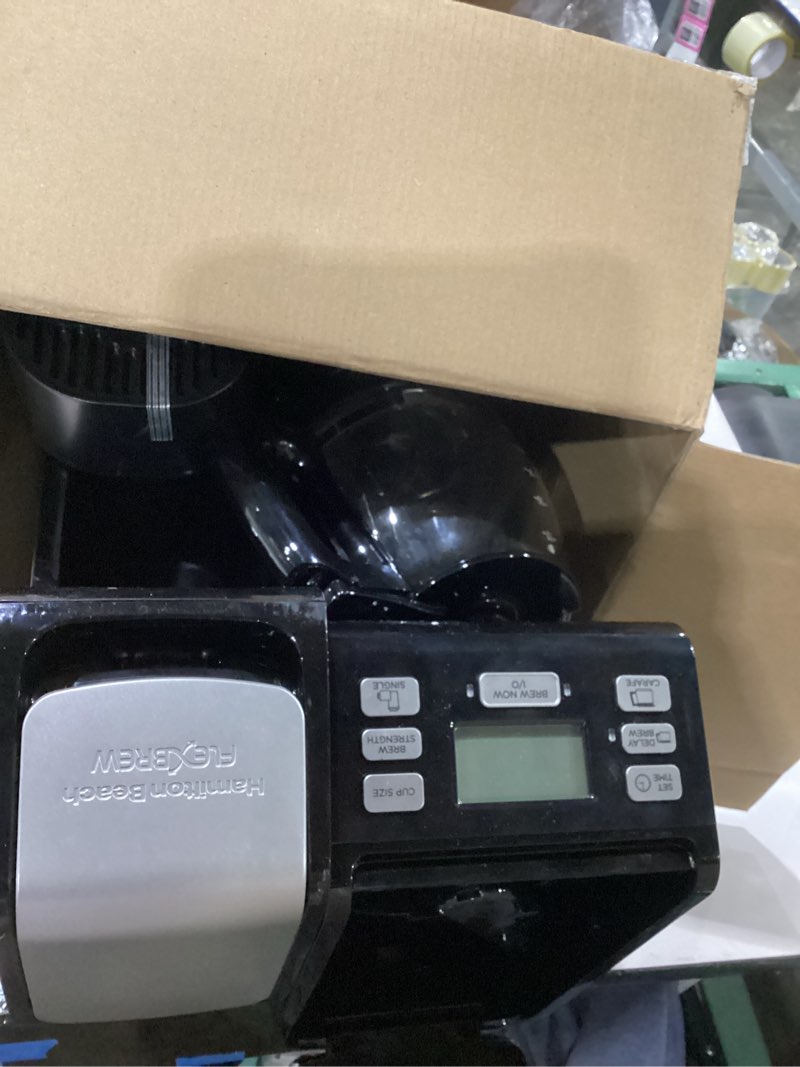 Condition photo showing As Is for Not tested ***Hamilton Beach FlexBrew Trio 2-Way Coffee Maker, Compatible with K-Cup Pods or Grounds, Combo, Single Serve & Full 12c Pot, Black - Fast Brewing (49902)