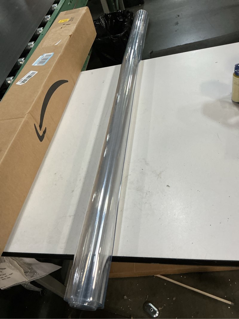 Condition photo showing Good Condition for PVC Clear Table Protector, Water & Oil Resistant 2mm Thick Transparent Tablecloth, for Dining & Coffee Tables, Kitchen ( similar) Workstations, Dressers, Cabinets, 0 of 9     42\\\"x96\\\" PVC Clear Table Protector, Water & Oil Resistant 2mm Thick Transparent Tablecloth, for Dining & Coffee Tables, Kitchen Workstations, Dressers, Cabinets