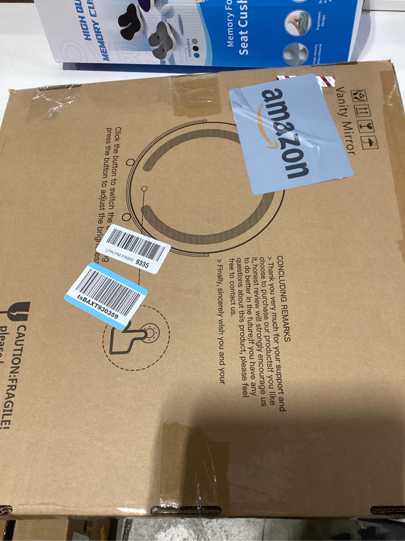 Condition photo showing New/Like New for ROLOVE Makeup Mirror with Lights, 18 Inch Vanity Mirror with Lights, Lighted Makeup Mirror, Smart Touch Control Round Lighted Vanity Mirror, Tabletop ? Desk Mirror, Gifts for Women, Wife, Mom, Girls White 18"L x 18"W