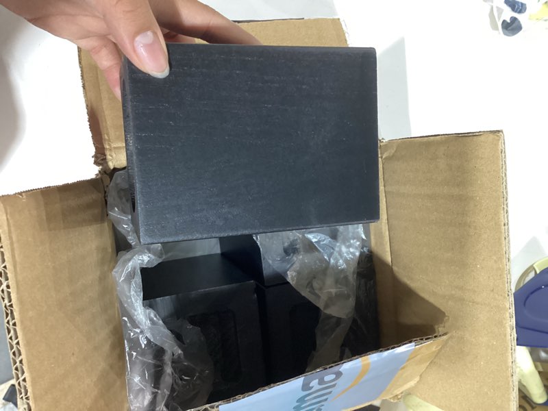 Condition photo showing Good Condition for wood bed furniture risers 4 inch heavy duty risers pack of 4 brown | supports up to 6,000 lbs for sofa couch desk chair table base raising space, convenient store and cleaning black