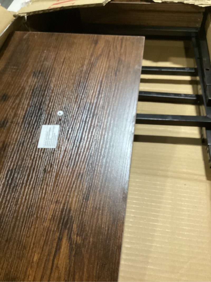 Condition photo showing Good Condition for (similar to) hokway small dining table, 43 inch rectangular solid wood kitchen table for small space, easy assembly, dining room table for home, apartment, office, walnut table for 4 classic walnut