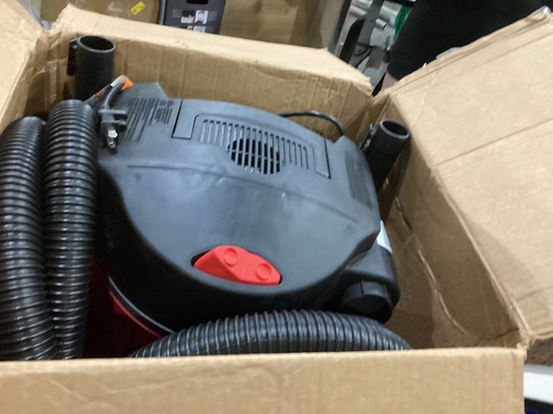 Condition photo showing As Is for craftsman cmxevbe17925 5 gallon 5.0 peak hp wet dry vac, portable and wall-mountable shop vacuum with filter, 2 hoses and attachments for garage and automotive cleaning