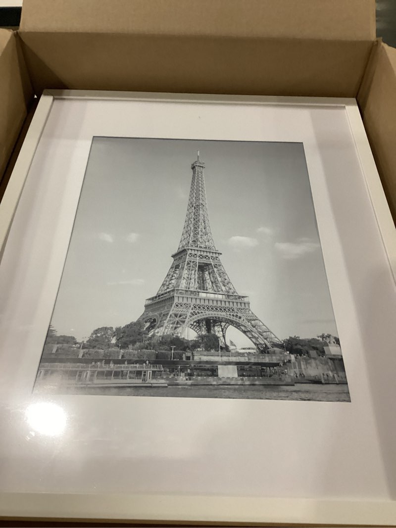 Condition photo showing As Is for upsimples 16x20 picture frame, display pictures 11x14 with mat or 16 x 20 without, wall hanging poster frame, white, 1 pack white 16x20