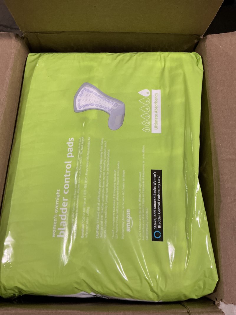 Condition photo showing Good Condition for amazon basics incontinence pads for women, postpartum pads, bladder control, overnight absorbency, fresh protection, unscented, 30 count pack of 1 30.0