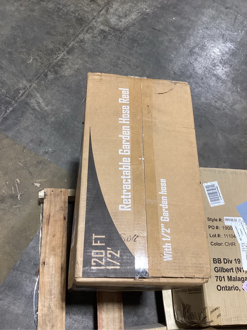 Condition photo showing Good Condition for retractable garden hose reel - 1/2 in x 120 ft automatic wall mount heavy duty automatic water hose reel with 9 patterns nozzle, kink-resistant hose, 180° swivel, auto-lock for outdoor watering 1/2inch x 120ft