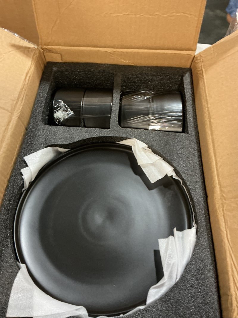 Condition photo showing New/Like New for gzg classic series - plates and bowls set for 8, 24 piece stoneware dinnerware sets, microwave and dishwasher safe lead-free handcrafted ceramic dishes set - matte black matte black set(24pcs)