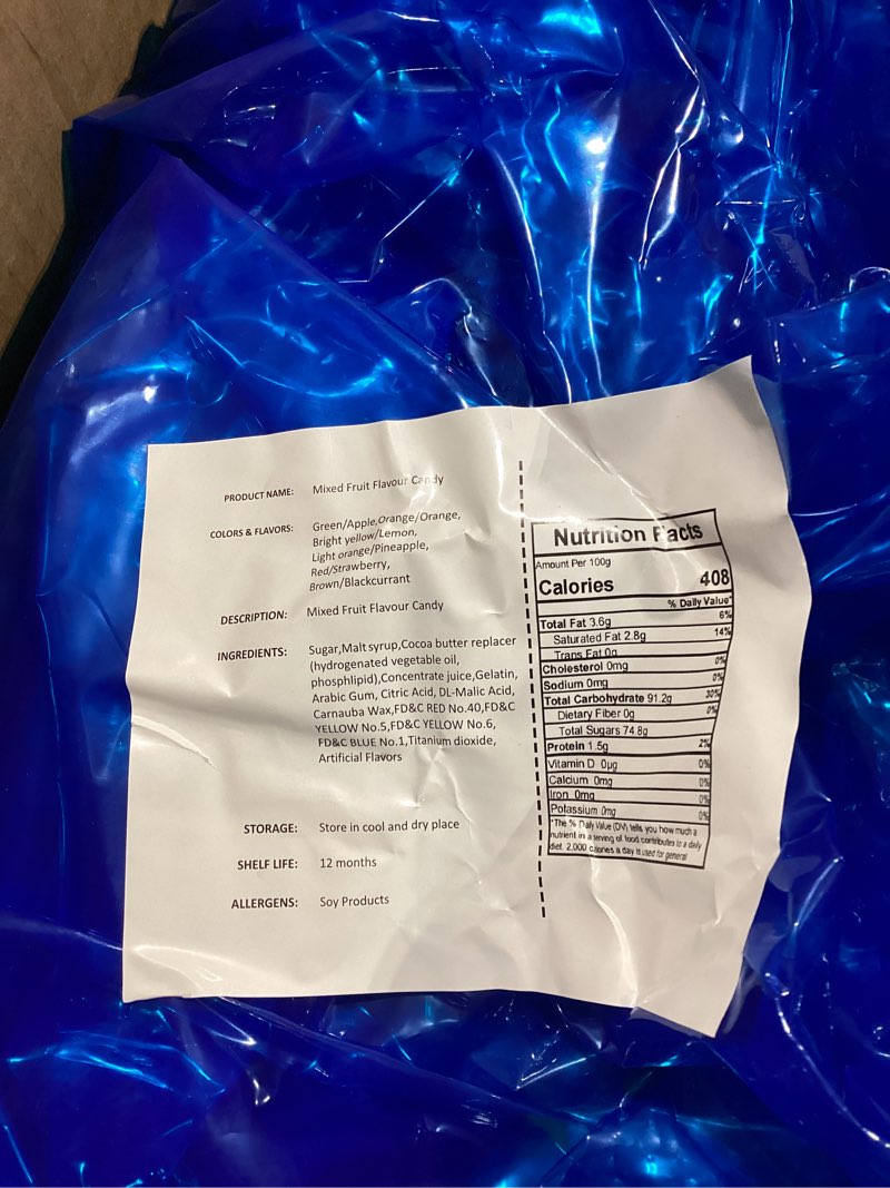 Condition photo showing New/Like New for 20 pound bag freeze dried candy expire july 15th 2025