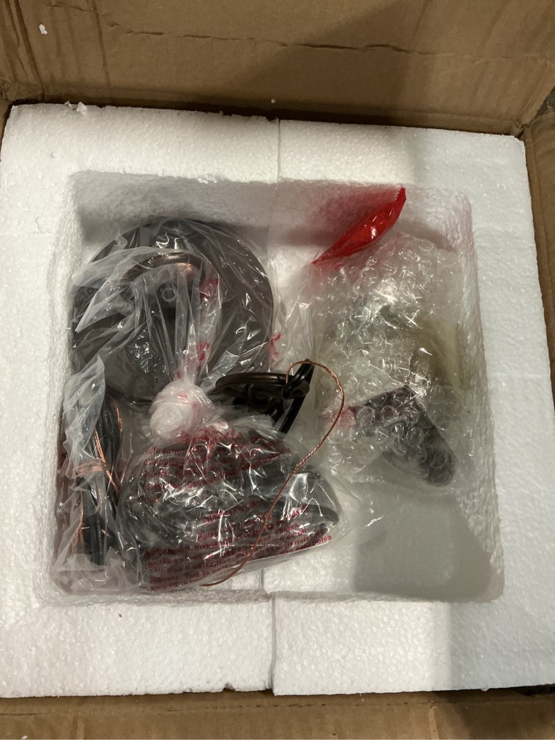 Condition photo showing Good Condition for Large Outdoor Pendant Light Fixtures, 23.6'' Exterior Hanging Lantern Porch Light Adjustable, Brown Hanging Lamp Farmhouse Exterior Chandelier Ceiling Mount for Entrance Patio 23.6 Inch Brown