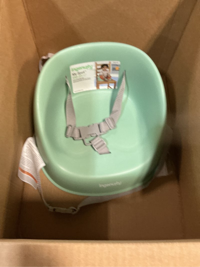 Condition photo showing As Is for Ingenuity: ity by Ingenuity My Spot Easy-Clean Baby Booster Feeding Chair, 3-Point Harness, Washable Removable Straps - Green