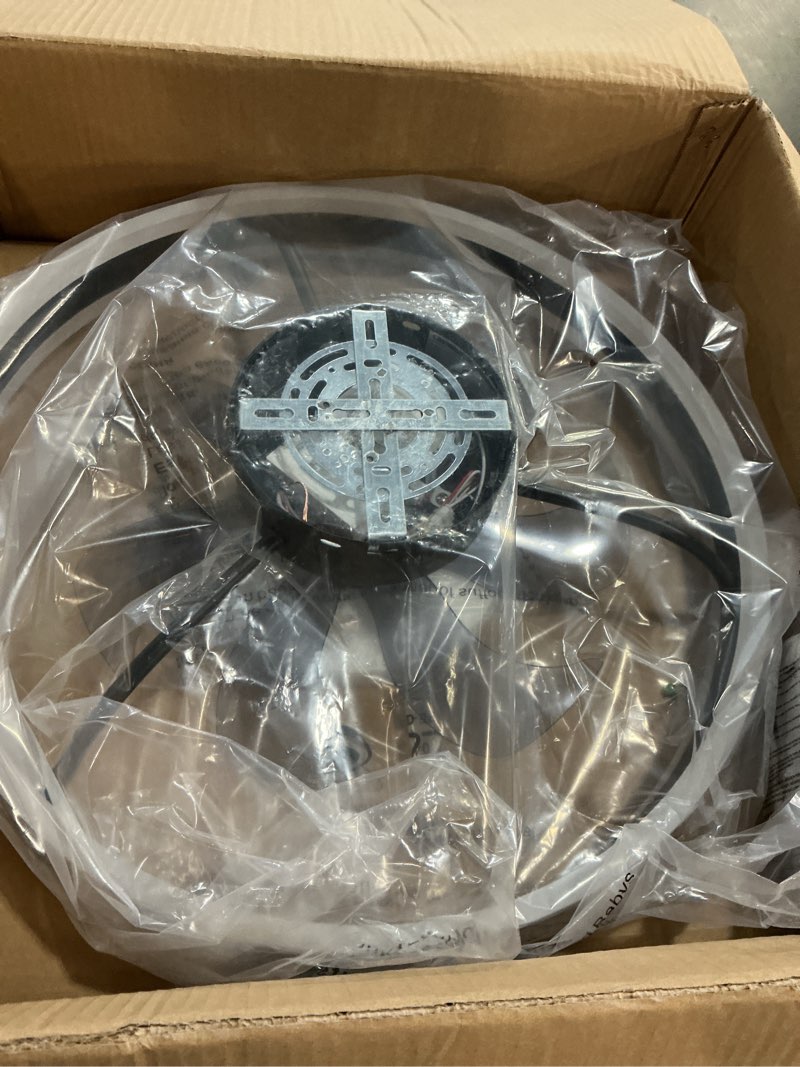 Condition photo showing New/Like New for RGB Ceiling Fans with Lights, 20" Fandelier Low Profile Ceiling Fan with Light, Modern Flush Mount Ceiling Fan Light with Remote/APP Control, Bedroom Chandelier Fan Fixture for Indoor(Black) RGB Black 20 Inch