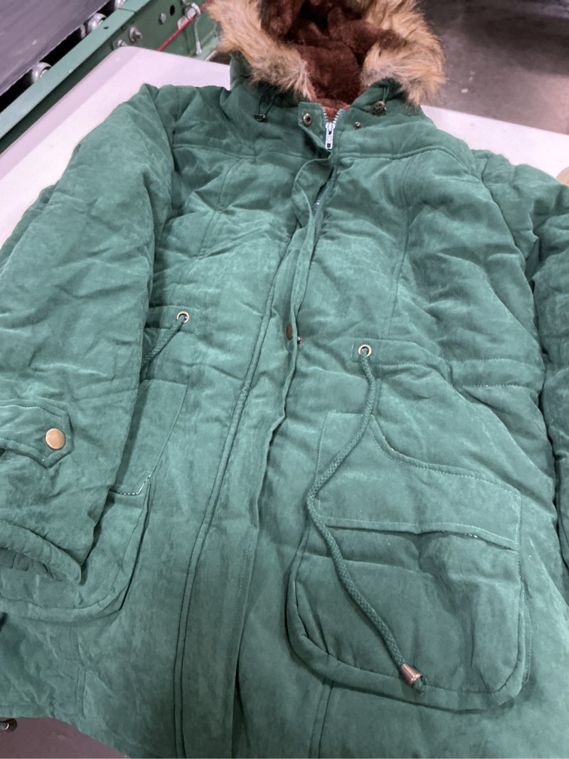 Condition photo showing New/Like New for grace karin womens hooded warm winter coats with faux fur lined outwear jacket dark green l