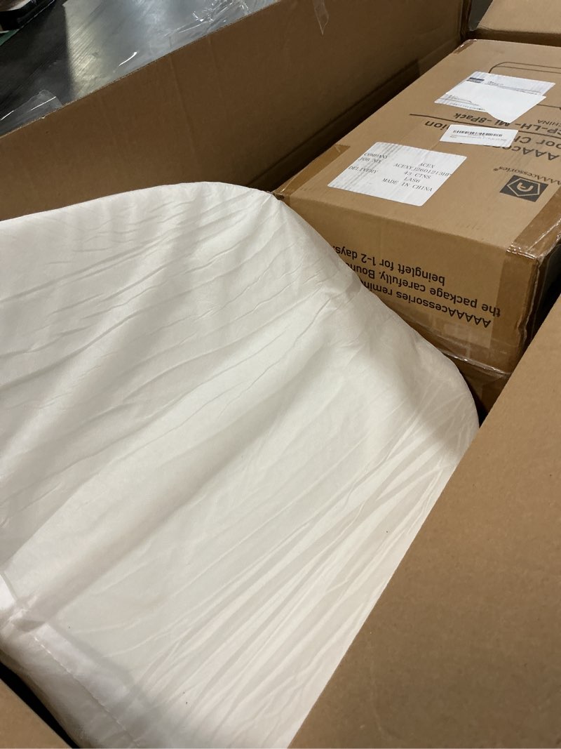 Condition photo showing As Is for aaaaacessories d-shaped chair cushions, 2" thick dining chair pads with ties and removable, machine-washable cover, 17" x 16", set of 8, oatmeal beige oatmeal beige 8 count(pack of 1)