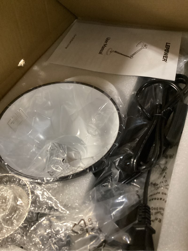 Condition photo showing New/Like New for lepower metal desk lamp, adjustable goose neck architect table lamp with on/off switch, swing arm desk lamp with clamp, eye-caring reading lamp for bedroom, study room &office (black)