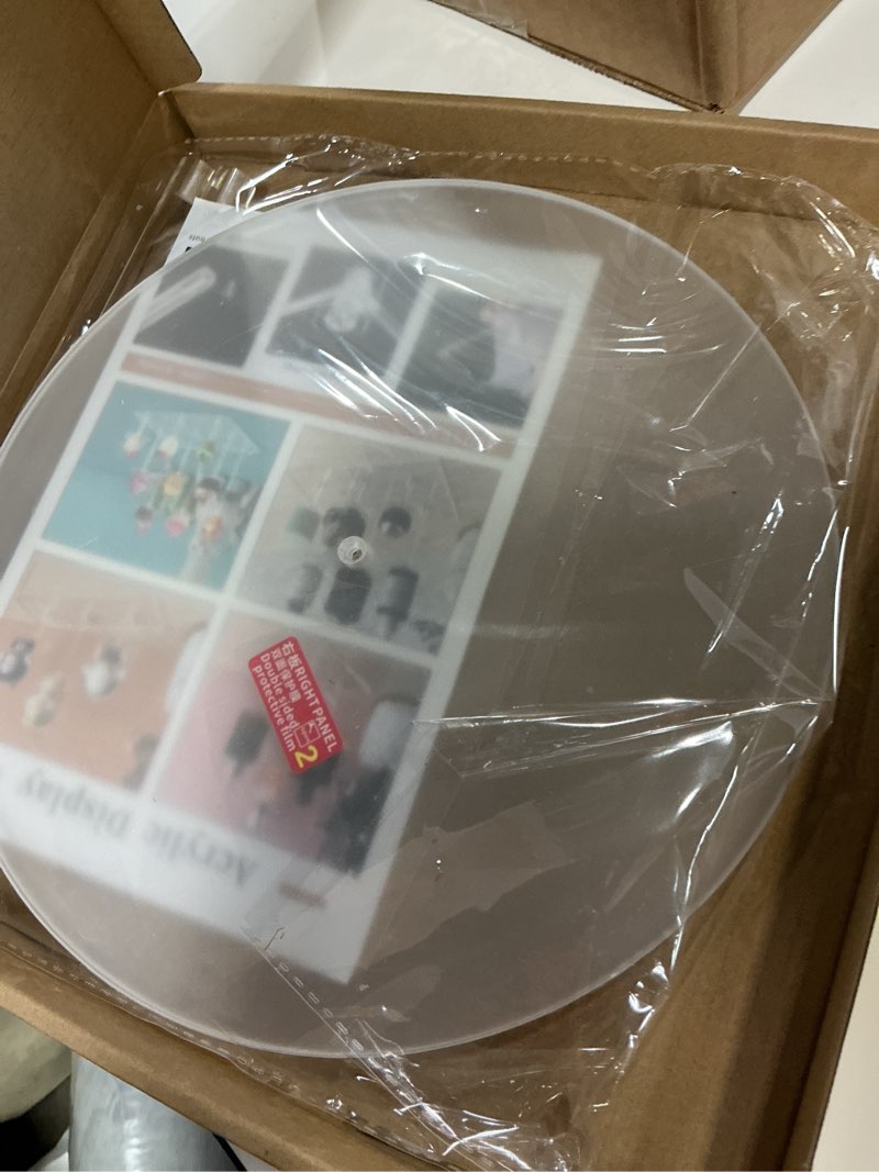 Condition photo showing Good Condition for Modern Round Acrylic End Table, 9.8" Clear Cocktail Table Multipurpose Side & Coffee Table for Livin