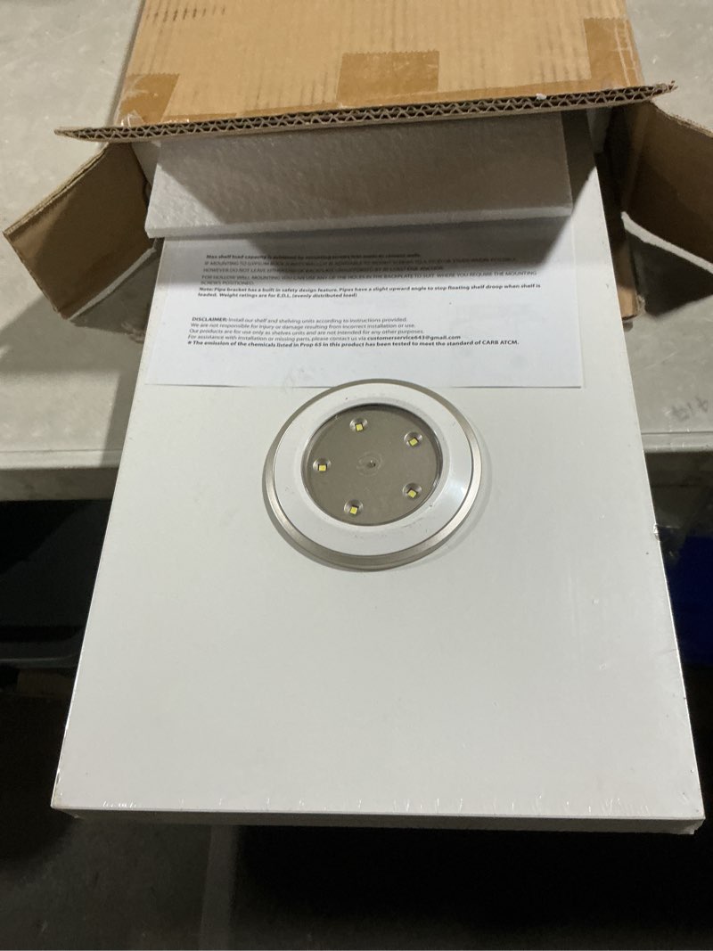 Condition photo showing Good Condition for welland white floating shelf with touch-sensing battery powered led light,wall mounted display shelves for entrance, living room, bedroom, kitchen and bathroom (36-inch, white) led floating shelf 36-inch