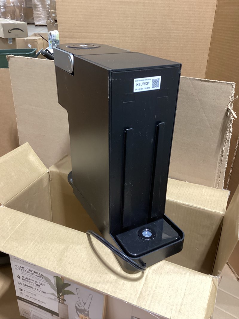 Condition photo showing As Is for Keurig K-Slim Single Serve K-Cup Pod Coffee Maker, Multistream Technology, 3 Brew Sizes, Slim and Sleek Design, 46oz Removable Reservoir, Black