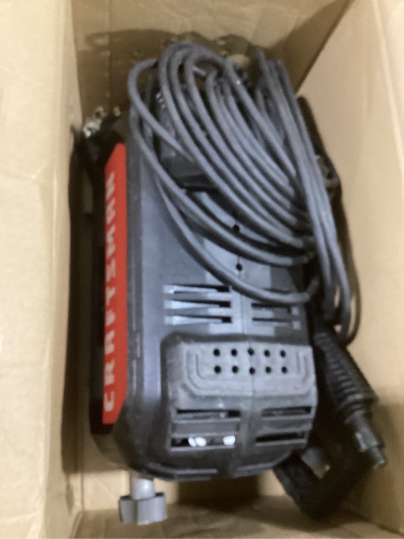 Condition photo showing As Is for craftsman electric pressure washer, cold water, lightweight corded power washer for cars, driveways, patio and garage, powerful 1700-psi, 1.2-gpm, compact, easy to use (cmepw1700)