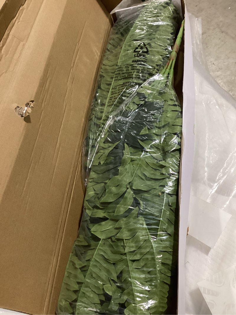 Condition photo showing As Is for forest prince 35" ferns artificial bush plants large, 2 artificial boston ferns with 39 fronds for outdoors home decor