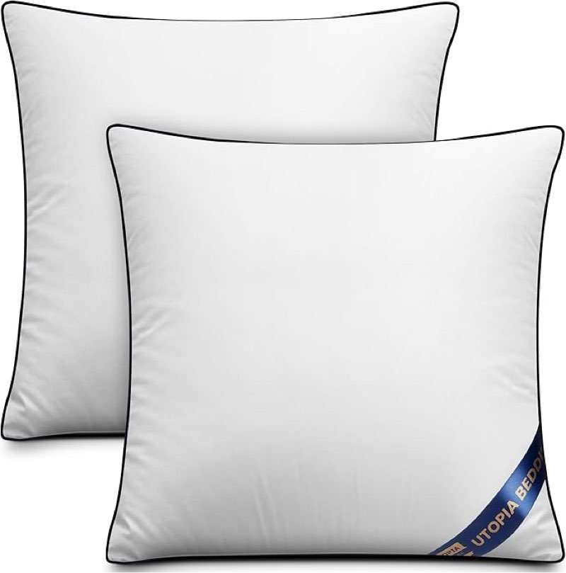 Utopia Bedding Throw Pillow Inserts (Pack of 8 White), 18 x 18 Inches Decorative Indoor Pillows for Sofa, Bed, Couch, Cushion Sham Stuffer